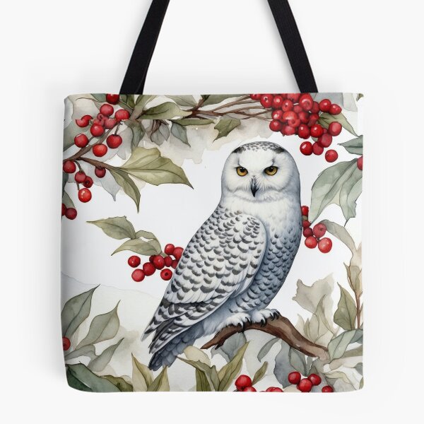 Item preview, Snow Owl and Holly designed and sold by RailtonArt.