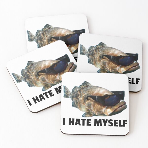 Item preview, i hate myself - cool fish wearing sunglasses designed and sold by killzak.