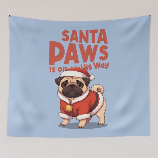 Item preview, Santa Paws is on His Way Christmas Pug designed and sold by KAI-Studio.