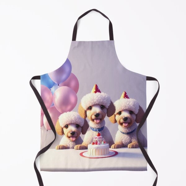 Item preview, Portrait of a poddle puppy at a birthday party with party hats designed and sold by Tio-Tecun.