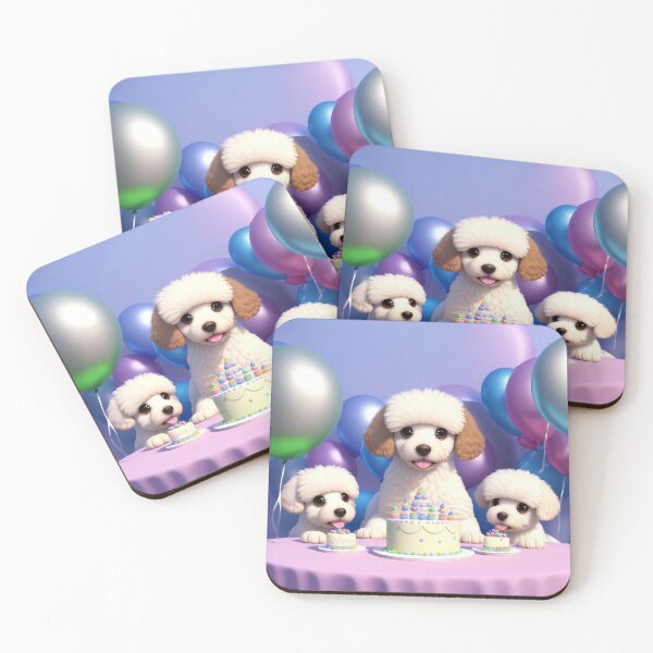 Item preview, Portrait of a poddle puppy at a birthday party designed and sold by Tio-Tecun.