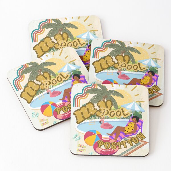 Item preview, My pool position woman on a lounger next to the pool under a sun umbrella in a summer mood designed and sold by SplashTastic.