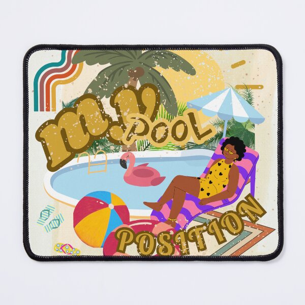 Item preview, My pool position woman on a lounger next to the pool under a sun umbrella in a summer mood designed and sold by SplashTastic.
