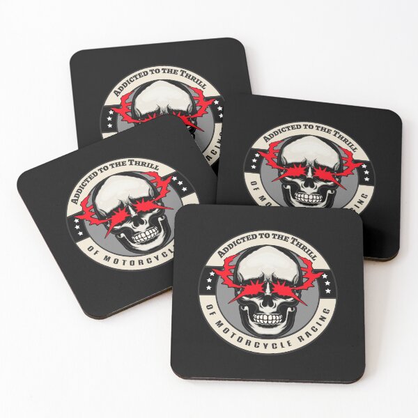 Item preview, Addicted To The Thrill Of Motorcycle Racing Skull Fast Speed Motorsports Racer Rider designed and sold by CarantinedChaos.