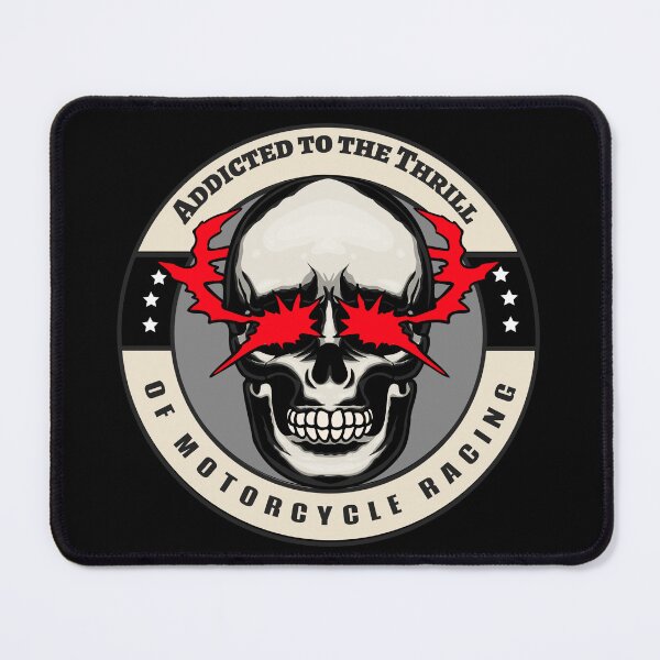 Item preview, Addicted To The Thrill Of Motorcycle Racing Skull Fast Speed Motorsports Racer Rider designed and sold by CarantinedChaos.