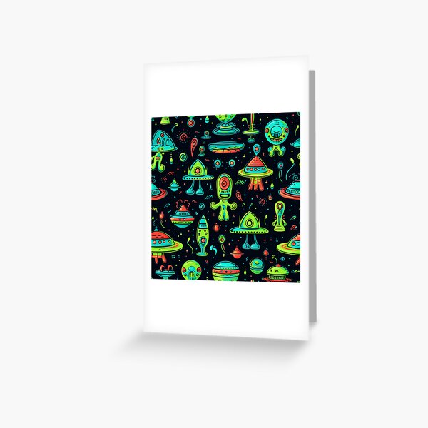 Out of this world abstract aliens and ufos Greeting Card