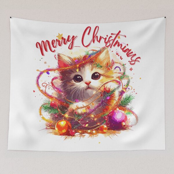 Item preview, cute kitten plays with ball and tinsel designed and sold by RiSchuDesign.