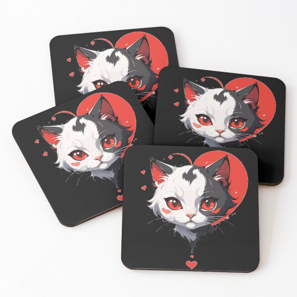 Item preview, A Cute cartoon cat face in a love heart shape, cat lovers designed and sold by QuirkyTease.