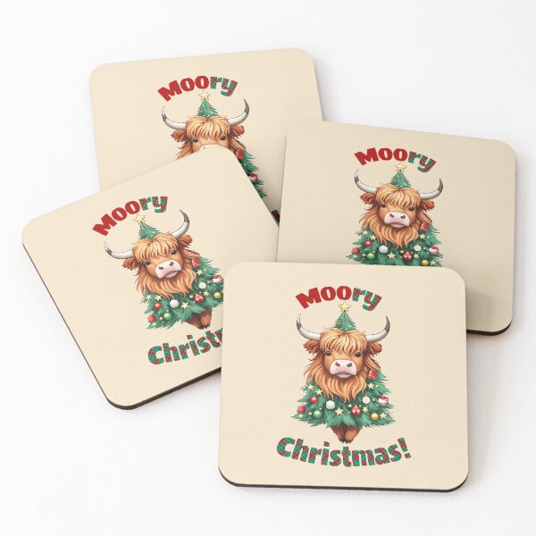 Item preview, Highland Cow Christmas Merry and Bright, Scottish, Cow Xmas Farmer, Christmas sweater with cute Highland Cow designed and sold by Collagedream.