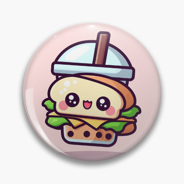 Item preview, ADORABLE little sandwich designed as a bubble tea cup with pink background! designed and sold by SaraDatCool.
