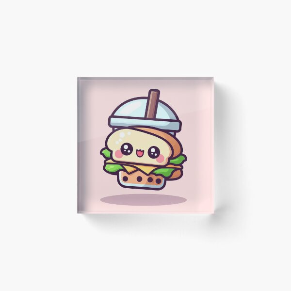 Item preview, ADORABLE little sandwich designed as a bubble tea cup with pink background! designed and sold by SaraDatCool.