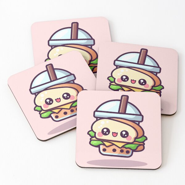 Item preview, ADORABLE little sandwich designed as a bubble tea cup with pink background! designed and sold by SaraDatCool.