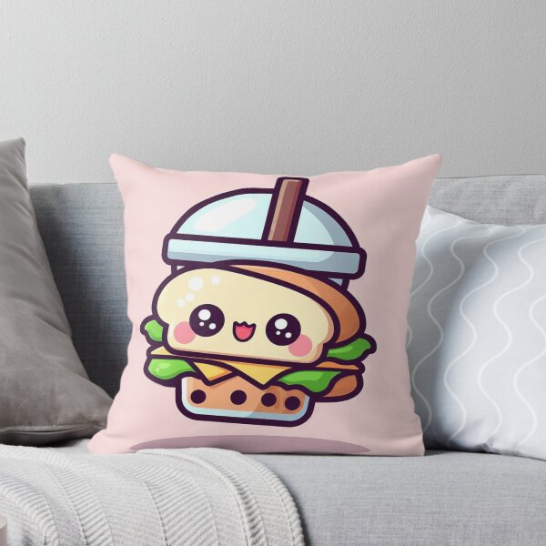 Item preview, ADORABLE little sandwich designed as a bubble tea cup with pink background! designed and sold by SaraDatCool.