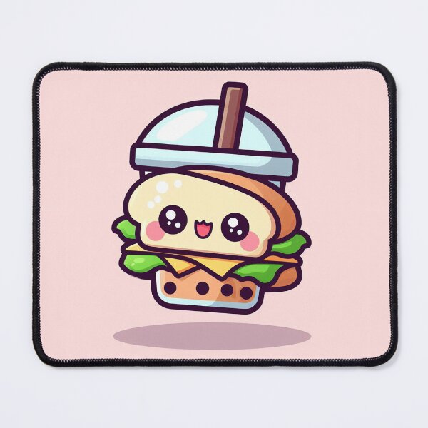 Item preview, ADORABLE little sandwich designed as a bubble tea cup with pink background! designed and sold by SaraDatCool.
