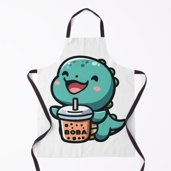 Item preview, ADORABLE turquoise little dinosaur with boba tea for stickers and more! designed and sold by SaraDatCool.