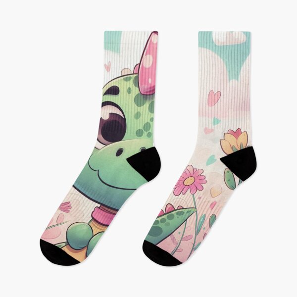 Item preview, adorable dinosaur green and pink with a bow designed and sold by SaraDatCool.