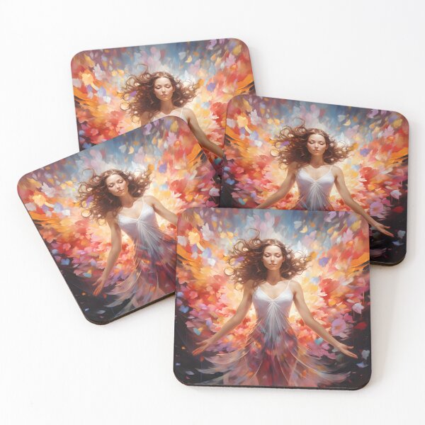 Item preview, Vibrant watercolor painting of a woman wearing wings designed and sold by AI-Only Creations.