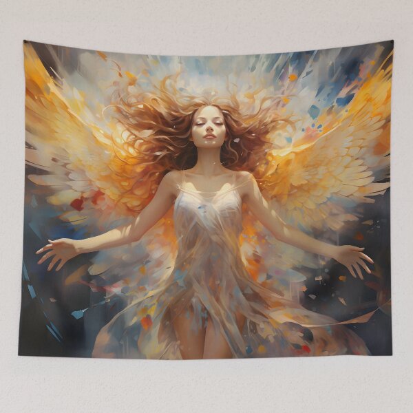 Item preview, Watercolor painting of a woman wearing ethereal wings designed and sold by AI-Only Creations.