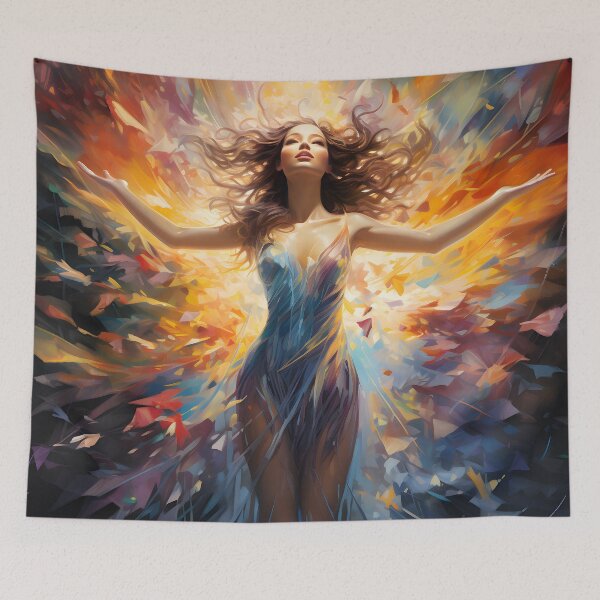 Item preview, Ethereal watercolor painting of a woman wearing wings designed and sold by AI-Only Creations.