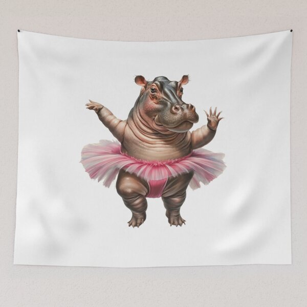 Item preview, Hippopotamus with a pink tutu dancing Ballet designed and sold by CircinusStore.