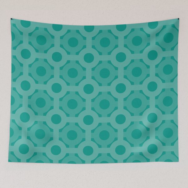 Item preview, Teal Turquoise Circles Lines Hexagonal Connections Oceanic Contemporary Art Deco Lattice Turkish Pattern designed and sold by PenguinForests.