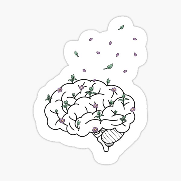 Cerveau minimaliste floral Sticker