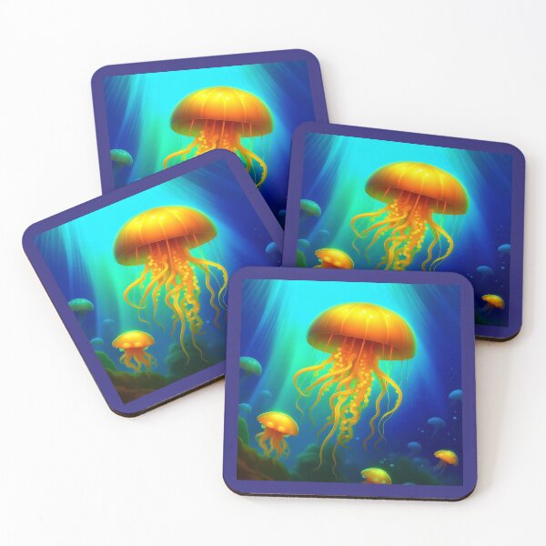 Item preview, A beautiful yellow jellyfish in the depths of the ocean. designed and sold by Natalia-Vlad.