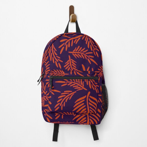 Item preview, Leafy Branches Ink Pattern in dark purple and orange color palette designed and sold by BrankaPD.