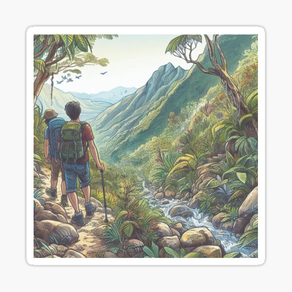 Item preview, Hand Drawn Mountain Hiking designed and sold by Halowi99.