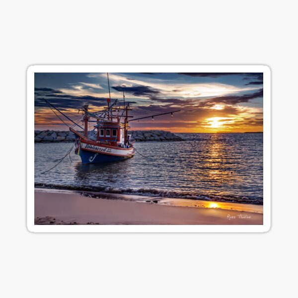 Item preview, Thai Fishing Boat in Beautiful Sunset designed and sold by Russell Thorne.