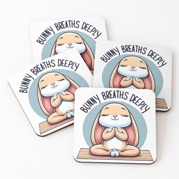Item preview, Cute Yoga Bunny: "Bunny Breaths Deeply", Cute Yoga and Meditation Design designed and sold by Mindful-Designs.