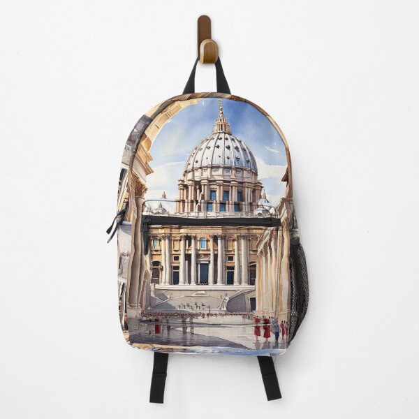 Item preview, Honoring Michelangelo's Creations, the Watercolor Painting of St. Peter's Basilica in Vatican City, Italy, and the Magnificence of Renaissance Architecture designed and sold by HeavenArtStudio.