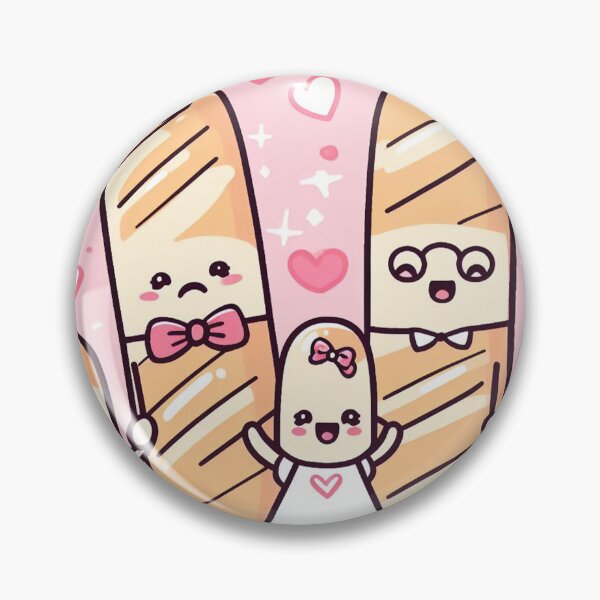 Item preview, adorable French little baguette family  with pink and hearts background designed and sold by SaraDatCool.