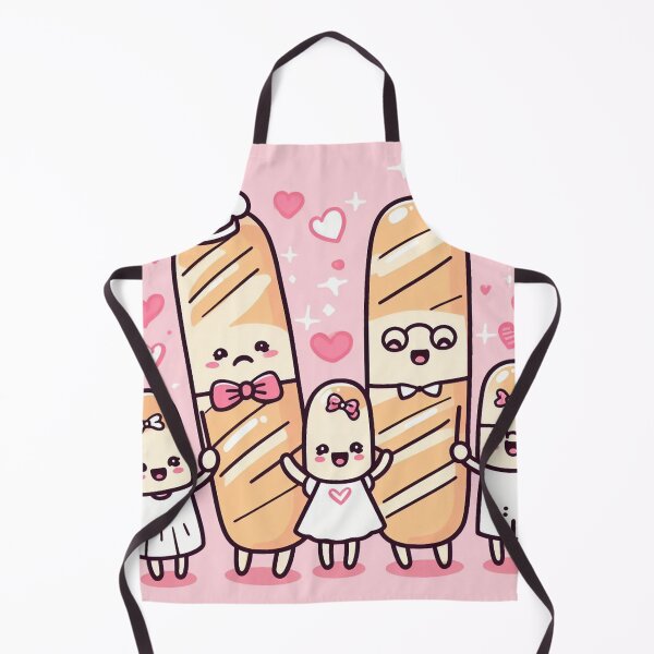 Item preview, adorable French little baguette family with pink and hearts background designed and sold by SaraDatCool.