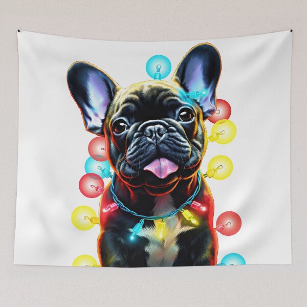 Item preview, French Bulldog with Christmas Lights on His designed and sold by MagicColorPrint.