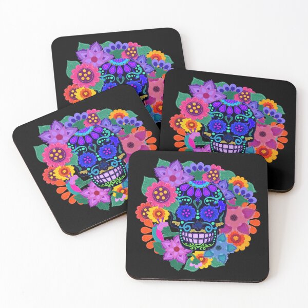 Item preview, Beautiful Felt Look Sugar Skull with Flowers Day of the Dead designed and sold by CheriesArt.