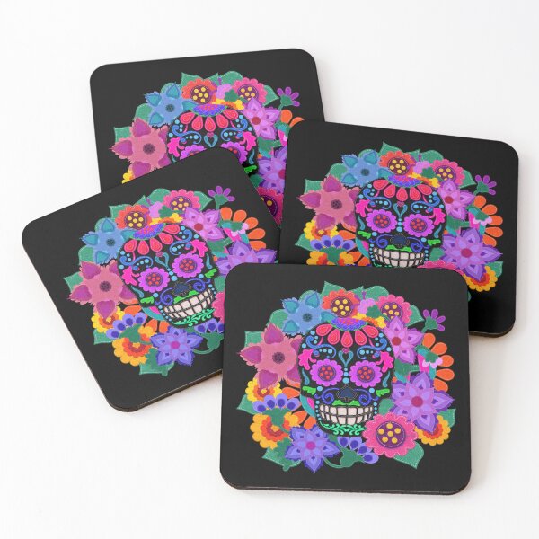 Item preview, So Beautiful Felt Look Sugar Skull with Flowers Day of the Dead designed and sold by CheriesArt.