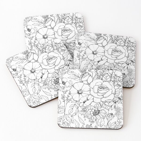 Item preview, Black and White Sketched Floral designed and sold by cateandrainn.