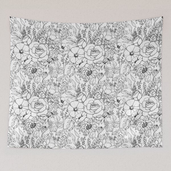 Item preview, Black and White Sketched Floral designed and sold by cateandrainn.