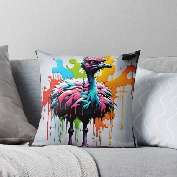 Angry Emu Throw Pillow