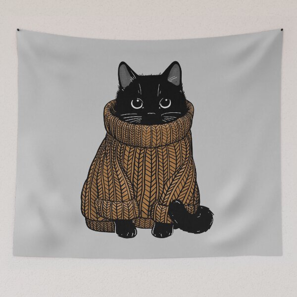 Item preview, Cozy Autumn Sweater Cat designed and sold by KilkennyCat Art.