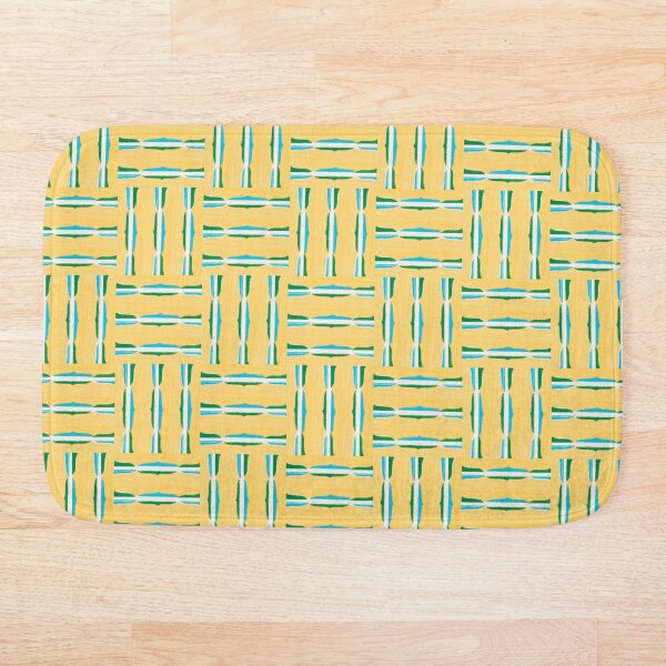 Item preview, Vintage Japanese Woodblock Textile Pattern in Yellow, Turquoise and Green designed and sold by Piccolo Fiore Prints.