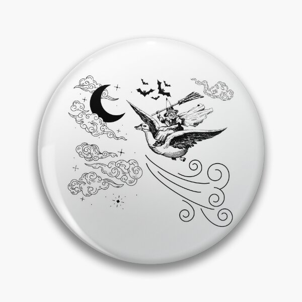Item preview, Cute Witch flying on a Goose in the Night, Witches, Bats, Halloween designed and sold by HelenGie.