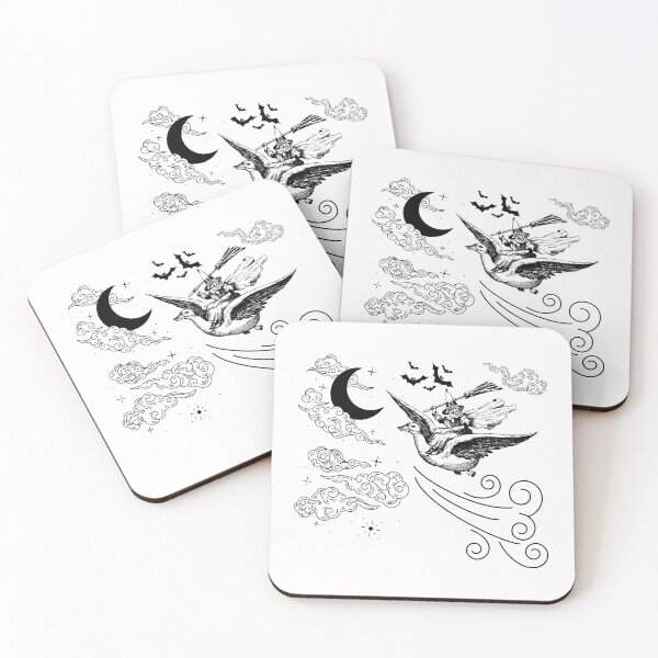 Item preview, Cute Witch flying on a Goose in the Night, Witches, Bats, Halloween designed and sold by HelenGie.