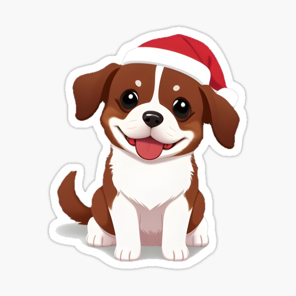 Puppy with Santa Hat Sticker