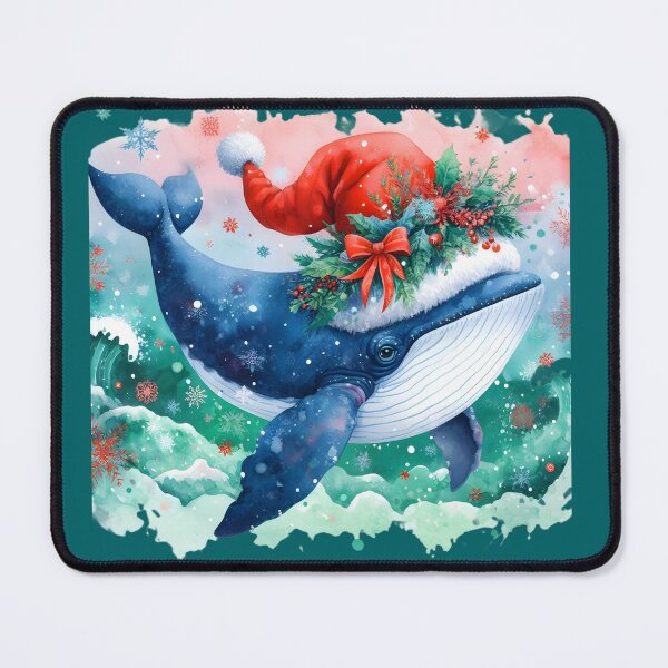 Item preview, Festive Whale: A Christmas Splash with Santa Hat designed and sold by SandbarTees.