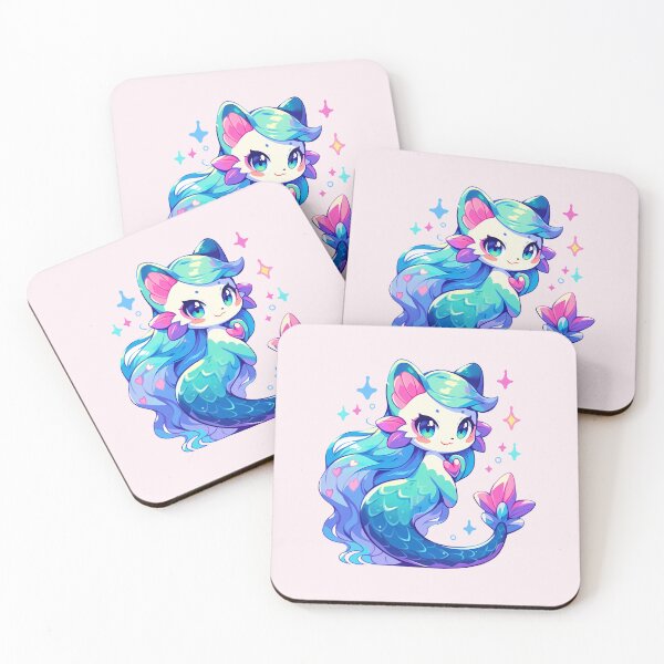 Item preview, Cute Kawaii Mermaid Cat with Hearts designed and sold by CozyKawaiiArt.