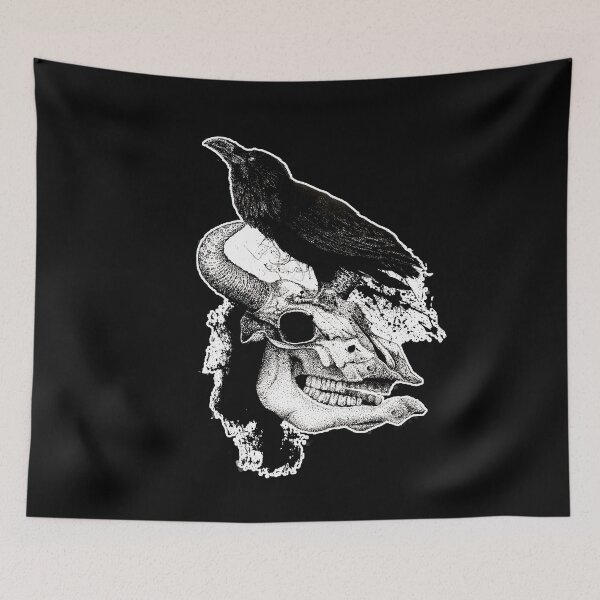 Item preview, Copy of Raven on a skull in black, artistic drawing designed and sold by Marcin Glawdel.