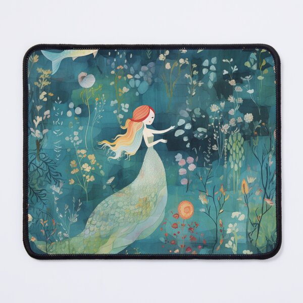 Item preview, Underwater Mermaid and Fish Print designed and sold by poshprintlab.