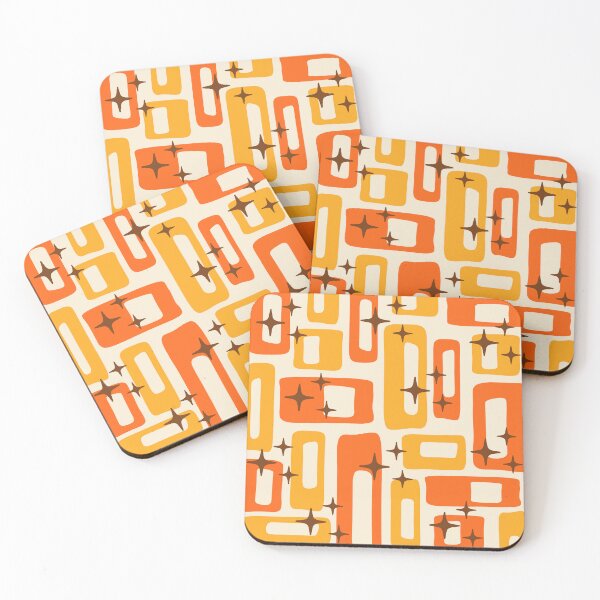Item preview, Retro Mid Century Modern Abstract Pattern Autumn Orange Yellow and Brown designed and sold by tonymagnerart.